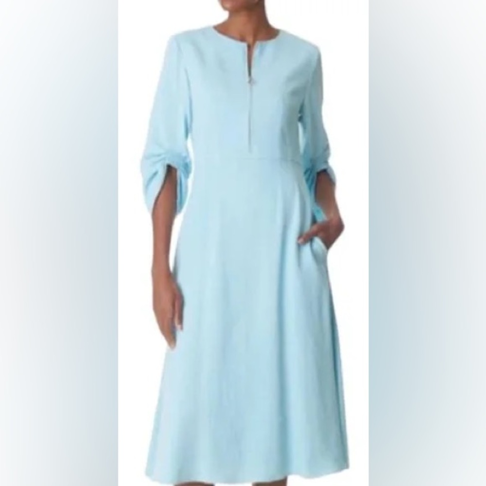 *NWT Tibi Marta Smocked Blue Linen Dress*
